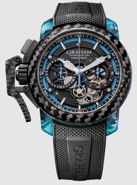 Review Replica Watch Graham CHRONOFIGHTER SUPERLIGHT CARBON STRIP SKELETON BLUE 2CCCK.U01A